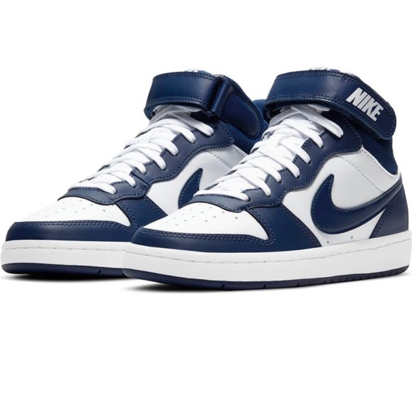 💙NIKE Court Borough Mid 2 (GS) White/Blue Void-Signal Blue Size 4Y💙 - Picture 1 of 12